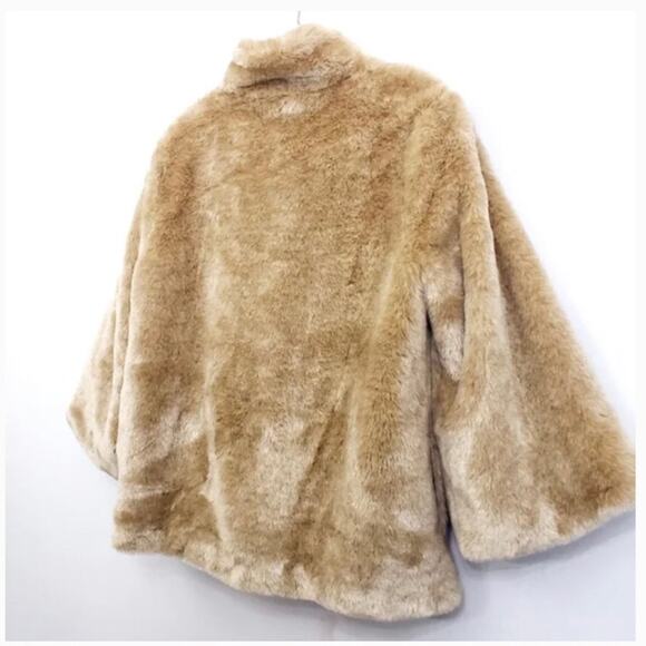Anthropologie Tulle Camel Gold Vintage Inspired Faux Fur Coat size small - Picture 6 of 6